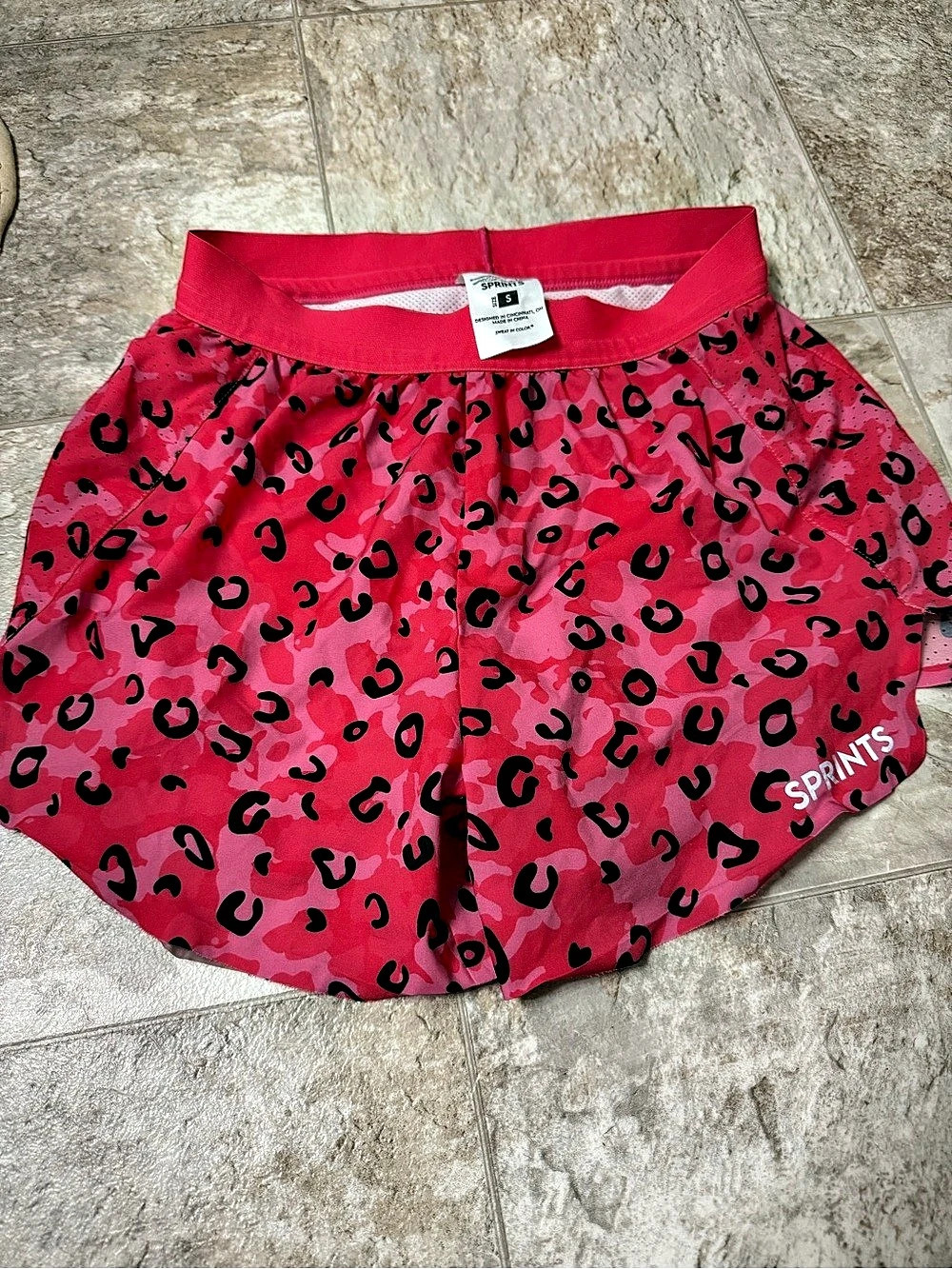 Sprints Running Shorts - Pink Leopard Print Small